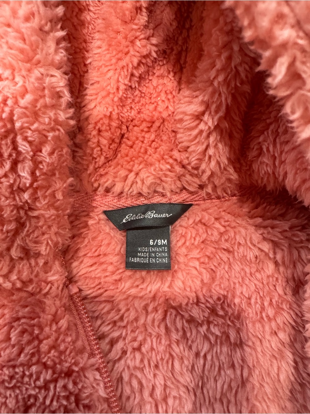 Eddie Bauer Coral Fuzzy Hooded Baby Footie (Size 6-9 Months) - Picture 3 of 3